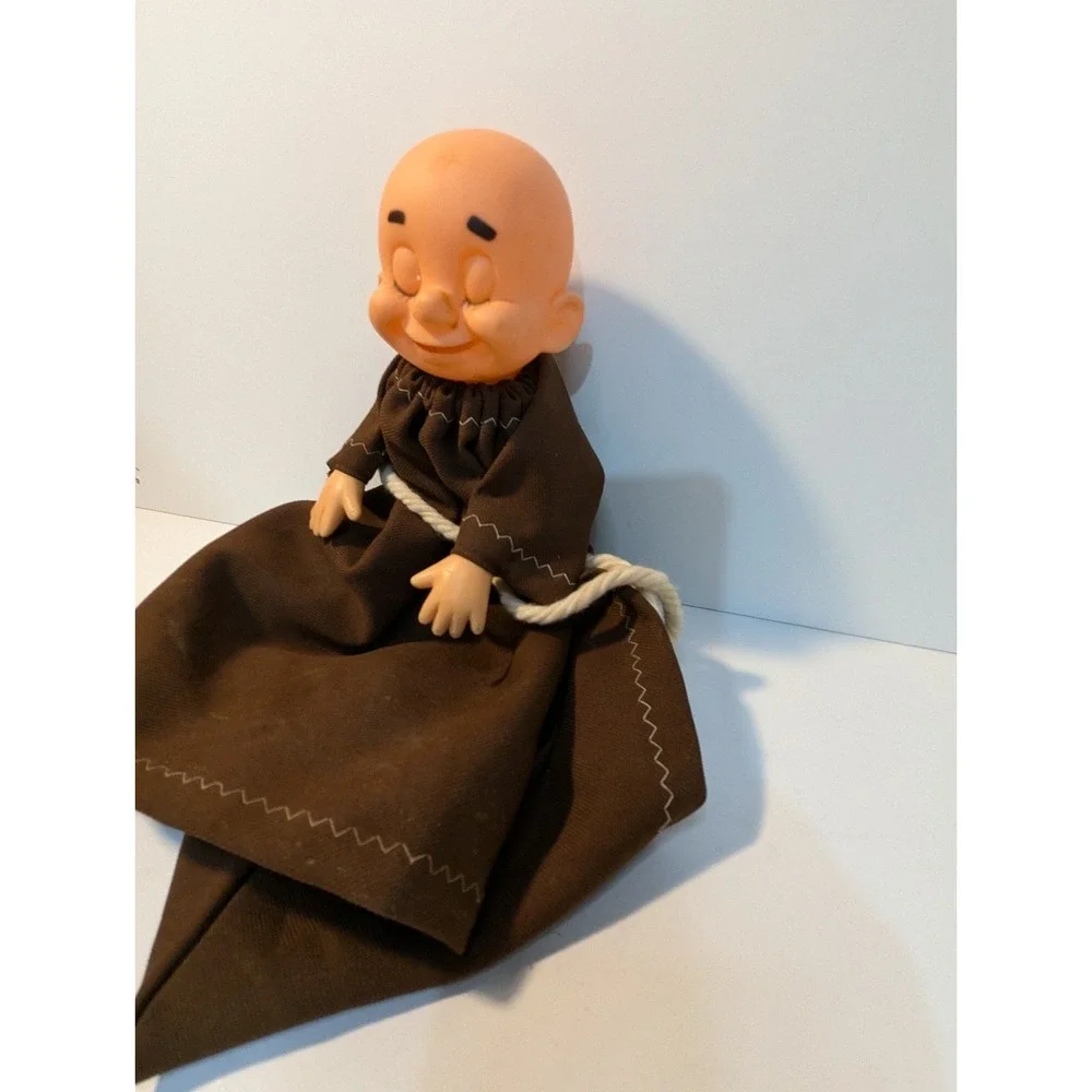 Monk vintage plastic face friar monk hand puppet